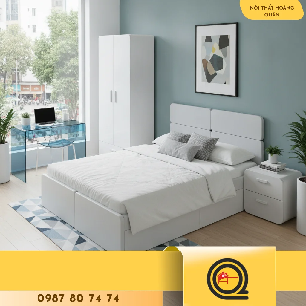 Thi công nội thất nhựa phòng ngủ chung cư uy tín Nội Thất Hoàng Quân - hình 1